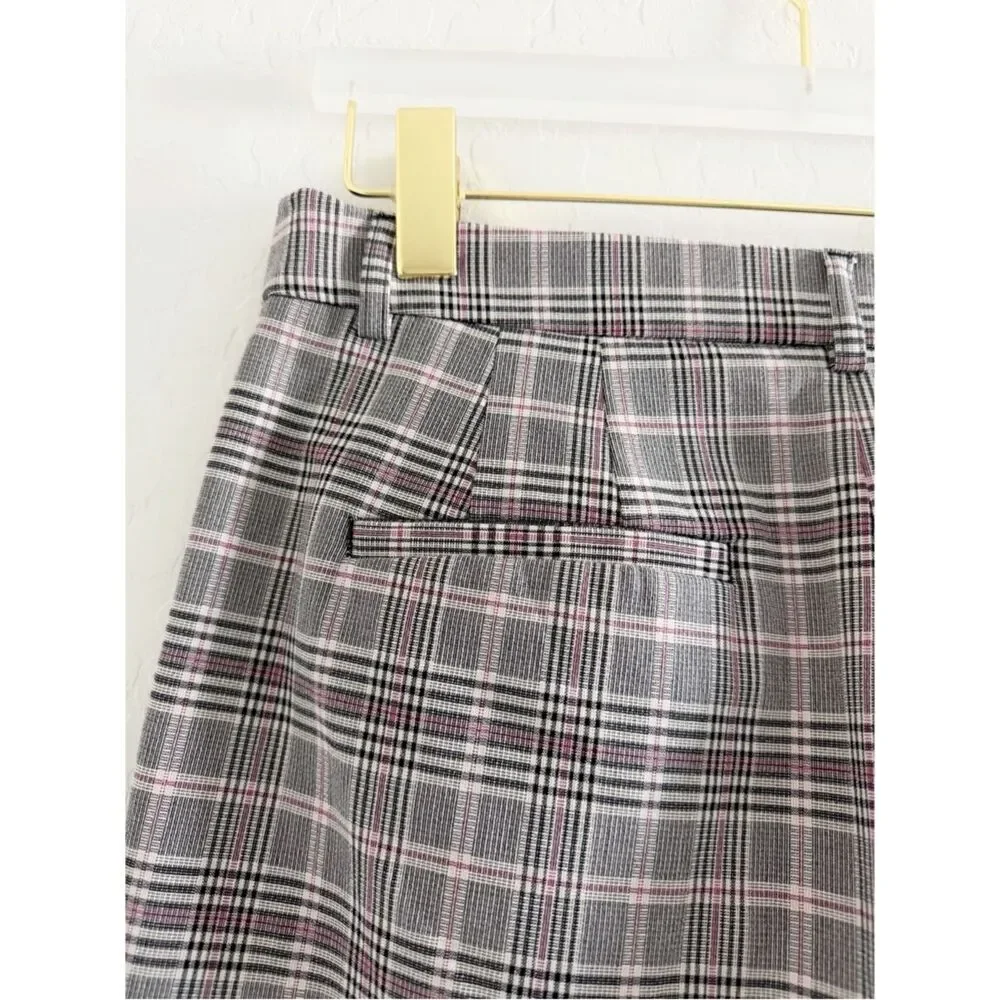 NEW Express Editor Super High Waisted Plaid Straight Ankle Pant Size 10 Long